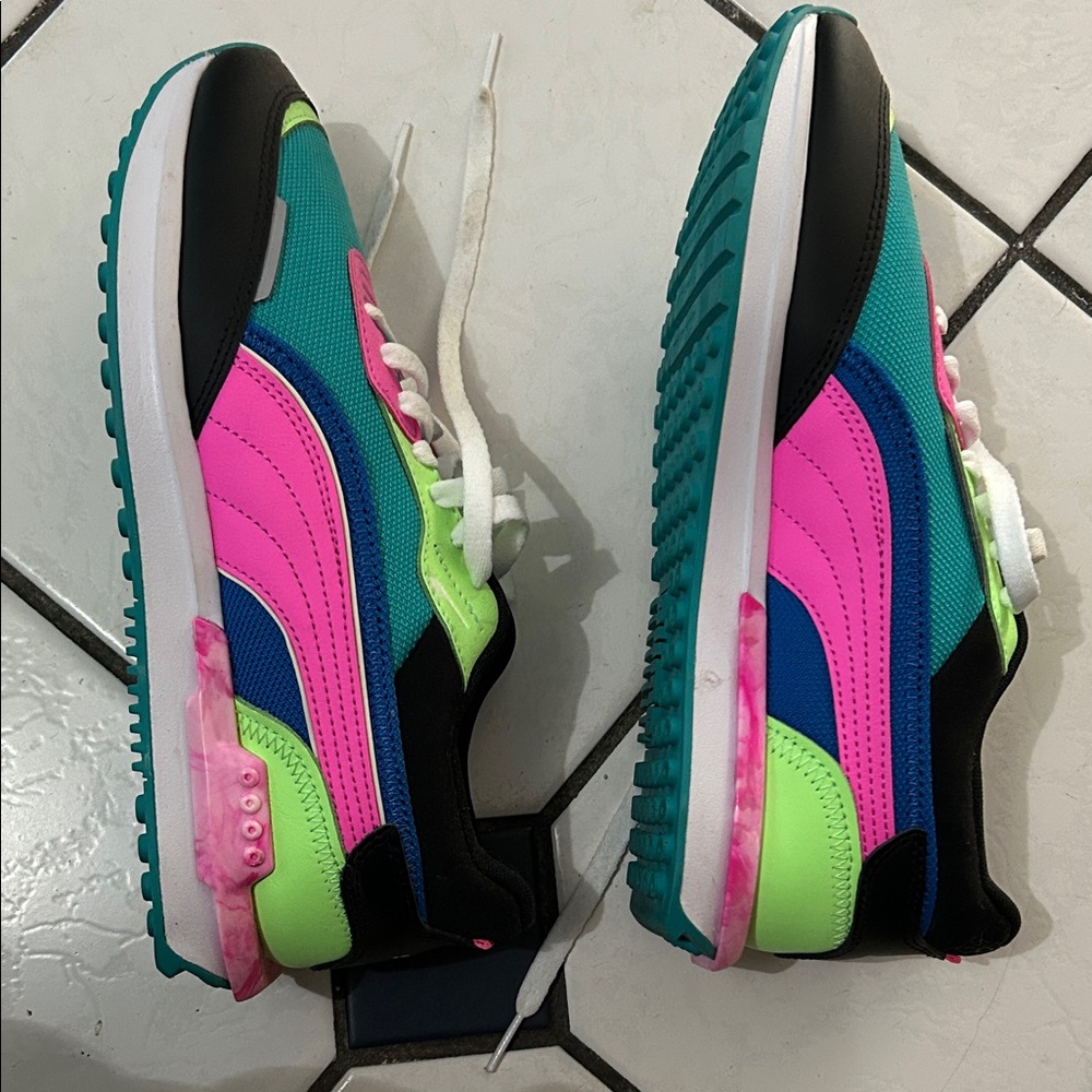 Puma Neon Multi-Color Women’s Sneakers - Pink/Teal/Green size 9.5